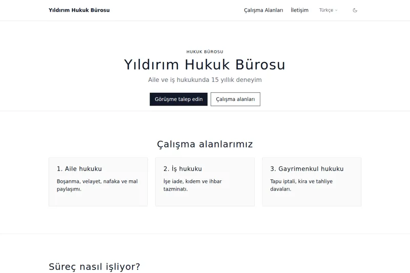 Hukuk Bürosu şablonunun görüntüsü