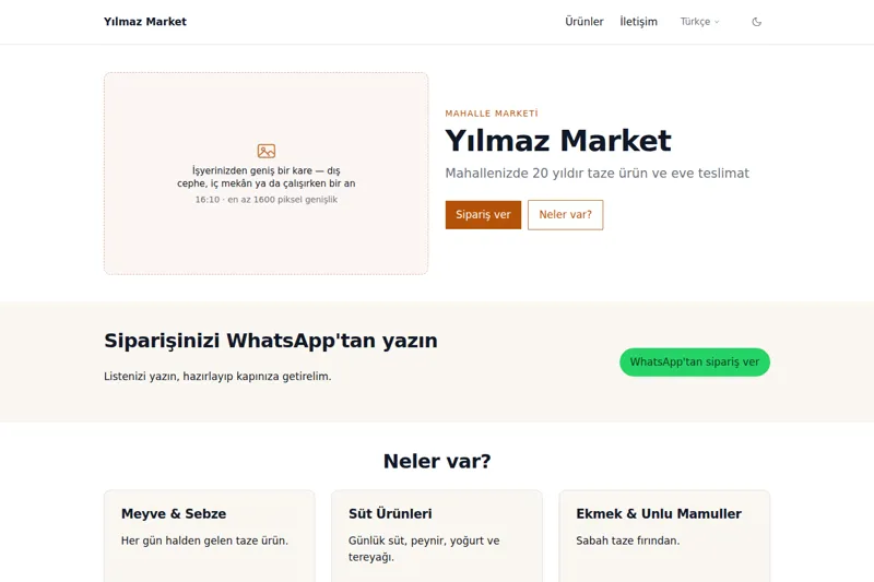Market / Bakkal şablonunun görüntüsü