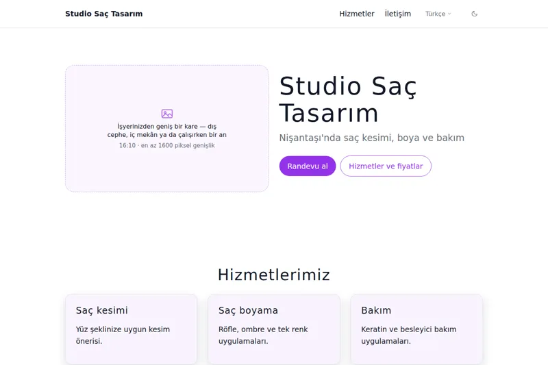 Kuaför / Güzellik Salonu şablonunun görüntüsü