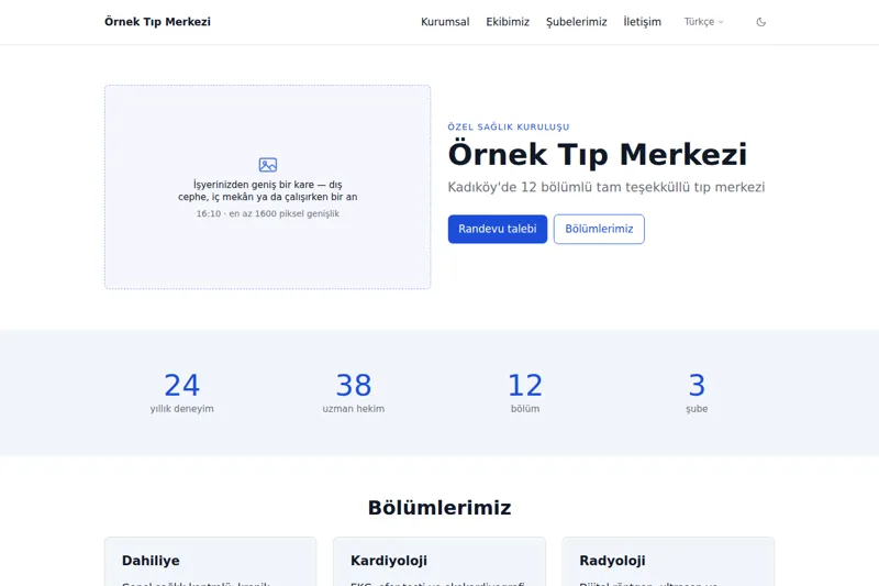 Poliklinik şablonunun görüntüsü