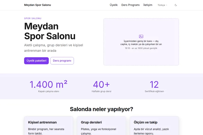 Spor Salonu şablonunun görüntüsü